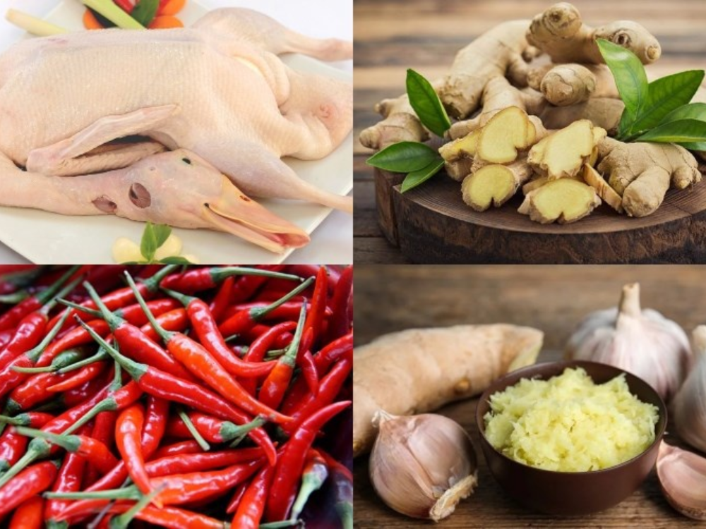 Nguyên liệu thịt vịt kho rừng 